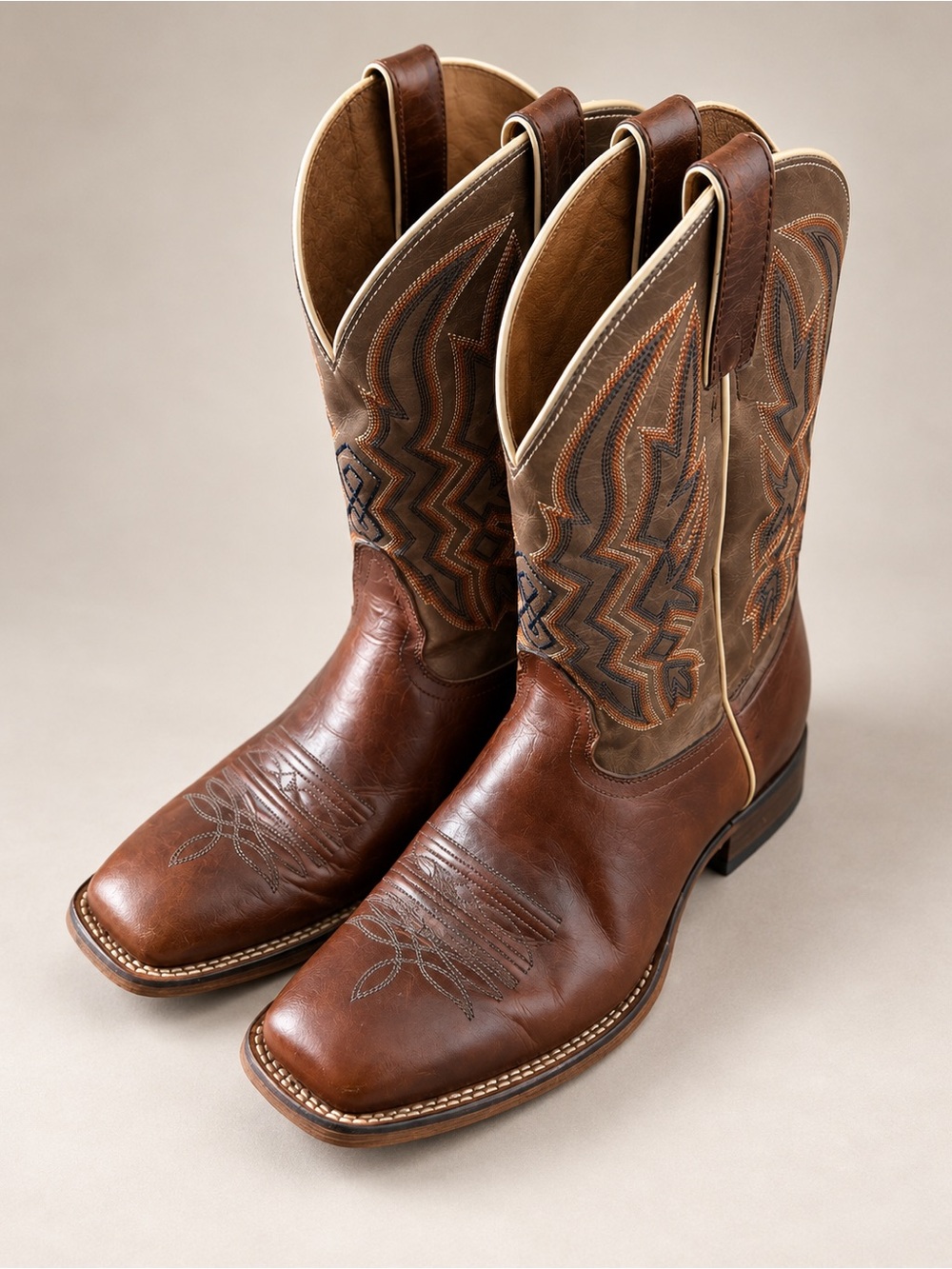 NOCONA Mens 9EE Deputy Square Toe Brown Leather Cowboy Boots NB3004